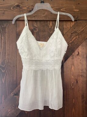 Reformation Ivory Lace Bodice Chemise with Sheer Skirt